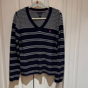 U.S. Polo Assn. Navy and White Striped Sweater